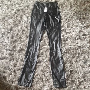 SBetro Faux Leather Spilt Hem Pants